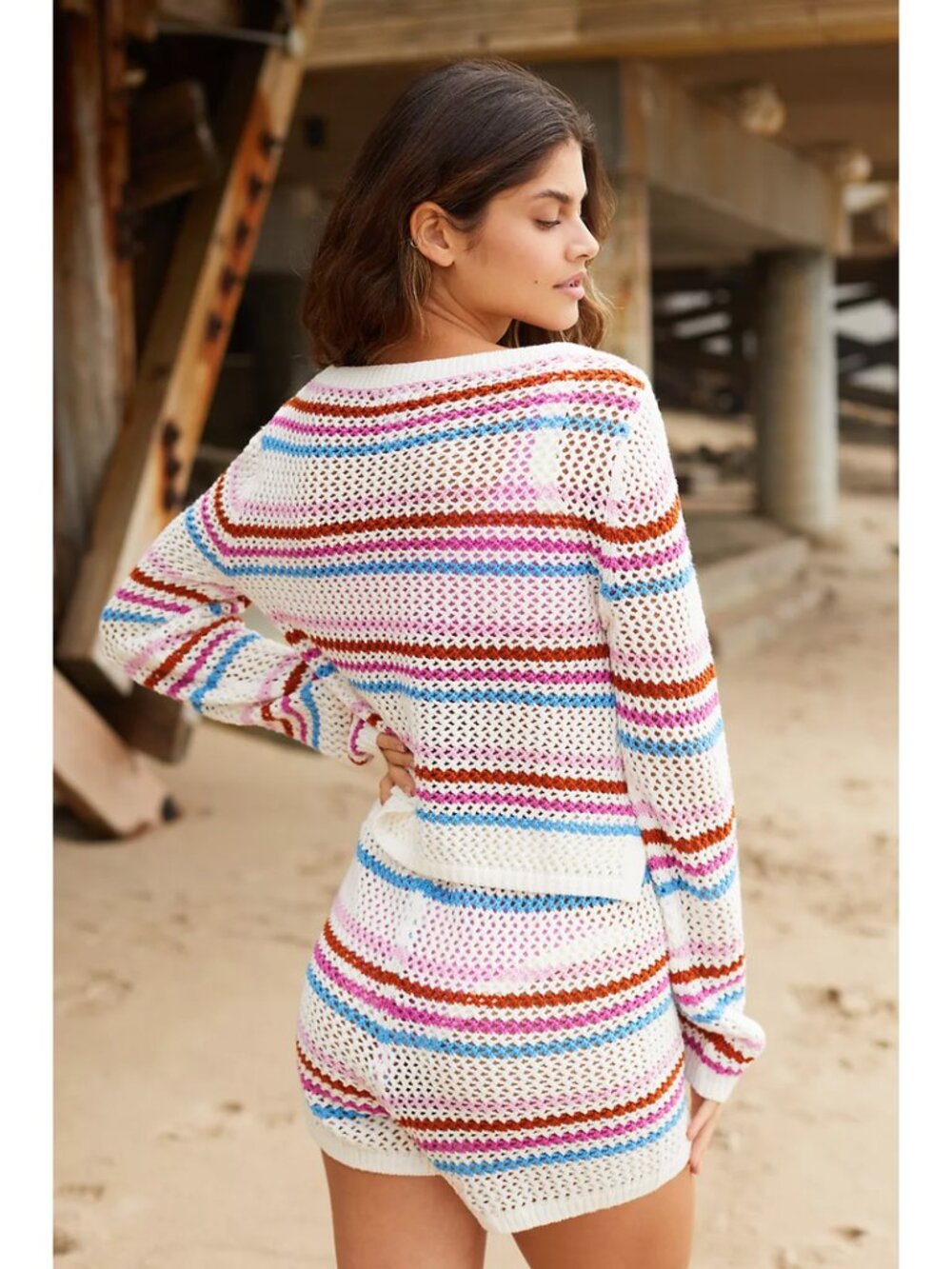 L*SPACE Horizon Crochet Cover-Up Shorts in Multi Size Small - Picture 9 of 9